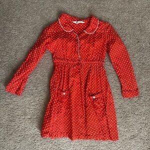 Girls H&M Long Sleeve Red and White Polka Dot Dress with Pockets